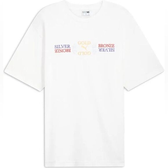 Puma White Tee with Metallic Text - Picture 1 of 3